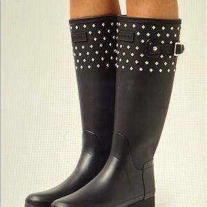 Hunter Womens Refined Tall Studded Cuff Boot